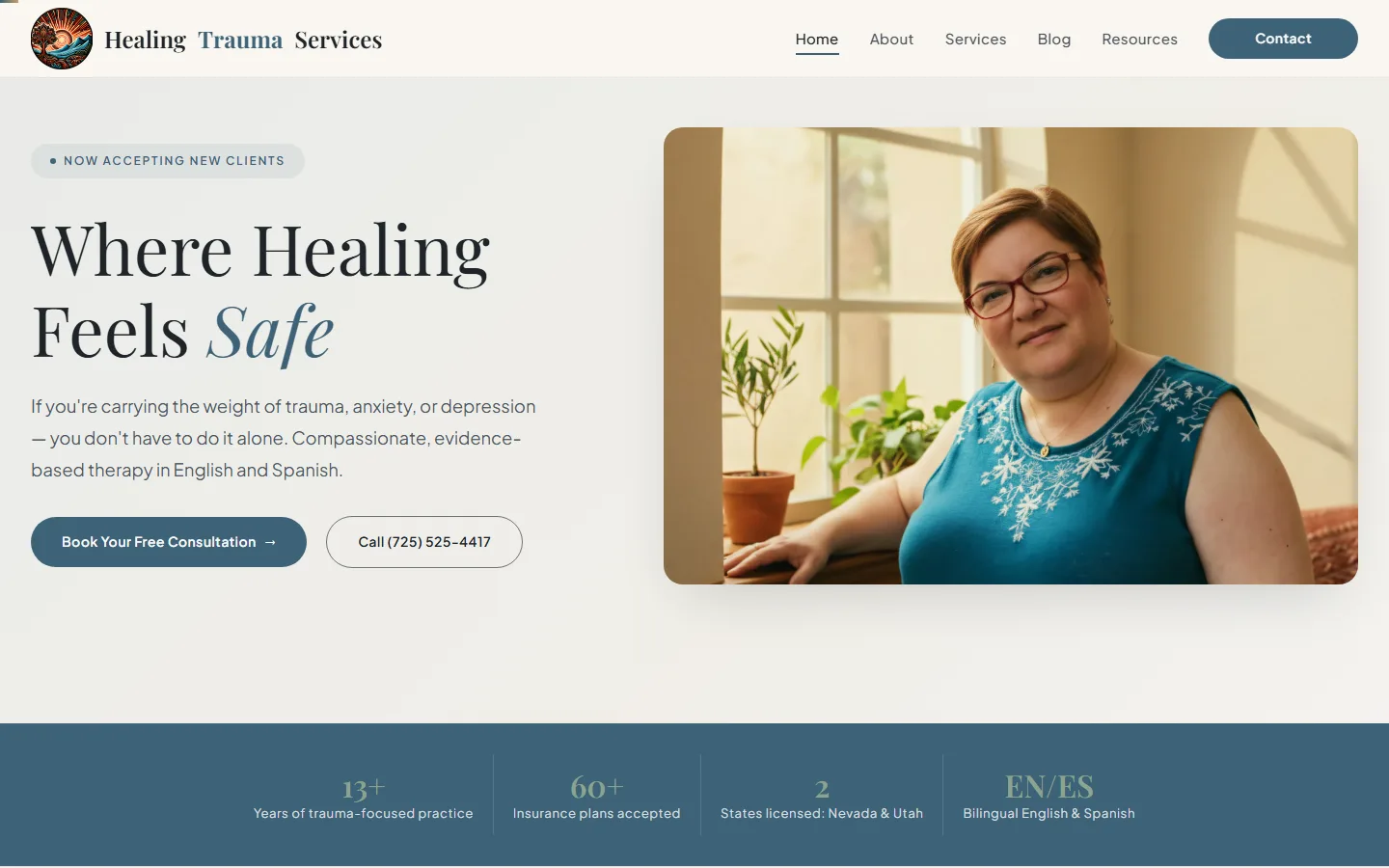 Trauma therapy website designed by Las Vegas web designer Will C.