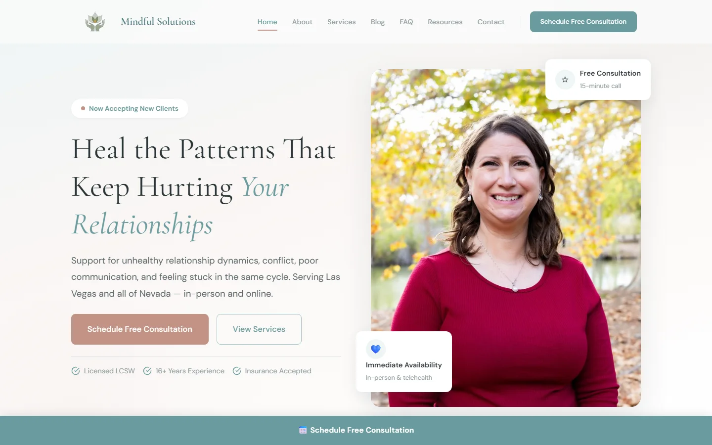 Therapy practice website designed by Las Vegas web designer Will C.
